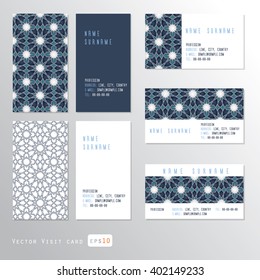 Visit cards set with islamic ornament, vector illustration