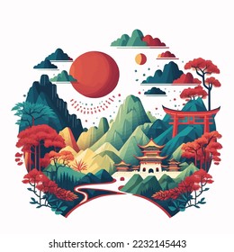 Visit China Beijing tourism. Time to travel poster, city landmark Destination Vector flat illustration for logo icon or banner