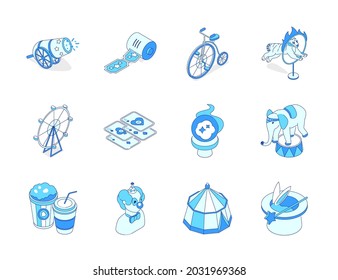 Visit a circus - - modern line design style icons set
