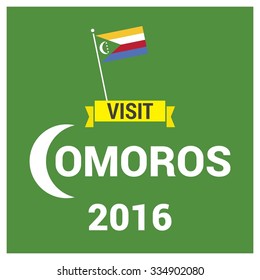 Visit Comoros 2016, Vector Comorian Independence Day Celebrating 12th November. Celebration Card. Travel concept poster. wallpaper background Illustration