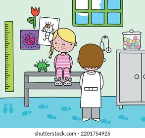 Visit at the doctor vector illustration