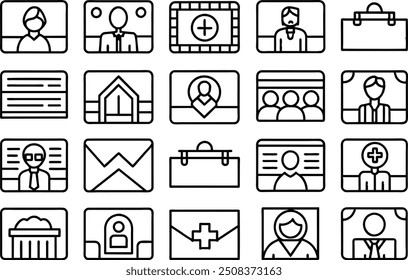 visit icon set. editable stroke outline icons set. vector illustration.