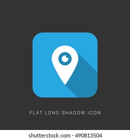 Visit Marker Flat blue long shadow Icon / Logo Design