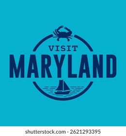Visit Maryland state USA, travel logo and icon