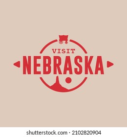 Visit Nebraska state USA, travel logo and icon