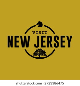 Visit New Jersey state USA, travel logo and icon