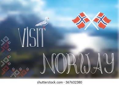 visit Norway sign illustration made with gradient mesh and opacity EPS 10
