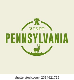 Visit Pennsylvania state USA, travel logo and icon