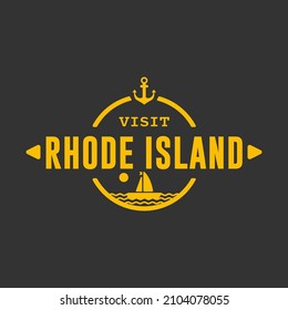 Visita el estado de Rhode Island Estados Unidos, logotipo de viaje e icono