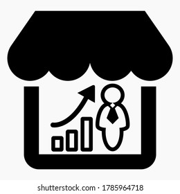 Visite el sitio. Mayor número de visitas a los almacenes. Gráfico de compradores. Ventas de tiendas en línea. Gráfico de crecimiento de ventas. Almacenar datos en línea. Icono del vector.