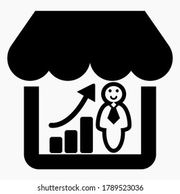 Visit the site. Increased store visits. Buyers chart. Online store sales. Sales growth graph. Online store data. Vector icon.