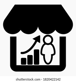 Visit The Site. Increased Store Visits. Buyers Chart. Online Store Sales. Sales Growth Graph. Online Store Data. Vector Icon.