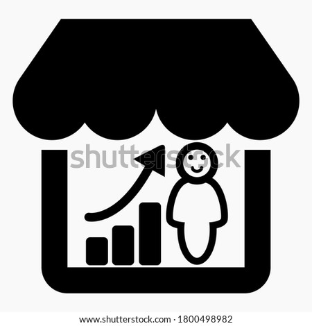 Visit the site. Increased store visits. Buyers chart. Online store sales. Sales growth graph. Online store data. Vector icon.