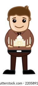 Visit Taj Mahal India - Travel Cartoon Concept