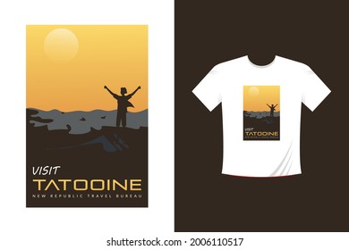 Visit Tatooine New Republic Travel Bureau - TShirt Design. Travel T-Shirt Template Vector.