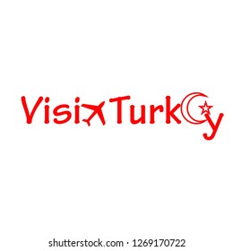 Visit turkey vector with moon and airplane 