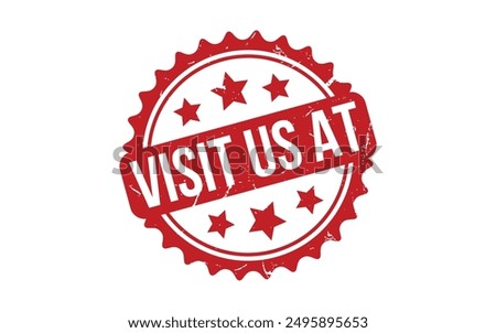 Visit Us At Stamp. Red Visit Us At Rubber grunge Stamp