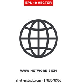 Visit the website button vector icon. Goto conceptual globe line style illustration. World internet web symbol for Http link browse logo. Domain sign for webpage hosting. V1
