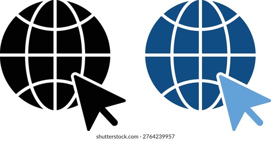 Visit Website Icon Set. External link and web browser symbols. Online Connection Symbols. Global web and link icons. Redirect and internet access design
