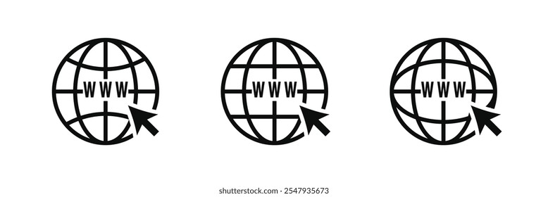 Visite o conjunto de ícones vetoriais do site. vá para nosso símbolo de acesso à Web. www site icon sheet. Ícone da Web. EPS 10.