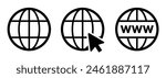 Visit website vectot icon set. go to our website sign. web access symbol. online www website icon sheet.