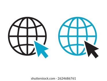 Visit website vectot icon set. go to our website sign. web access symbol. online www website icon sheet
