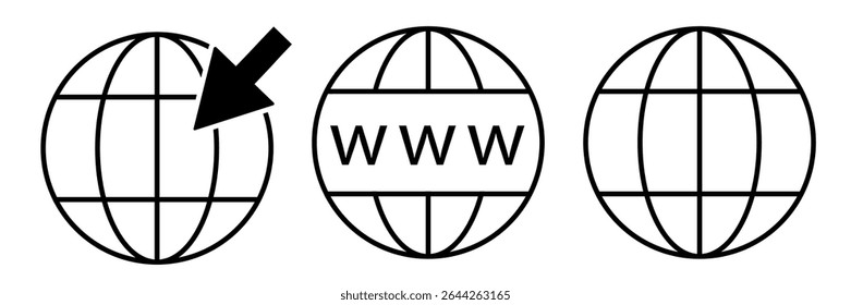 Visit website vectot icon set. go to our website sign. web access symbol.