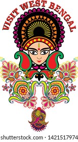 Visit west bengal durga mata illustration