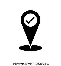 Visited Icon. Pin Location and Checkmark Symbol - Vector, Sign for Design, Presentation, Website or Apps Elements.