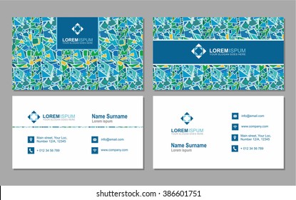 visiting card, business card with abstract polygonal pattern. vector corporate identity template with simple logo and design element