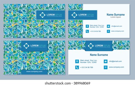 visiting card, business card with abstract polygonal pattern. vector corporate identity template with simple logo and design element