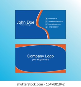 Visiting card, Business abstract vector card, blue business card for the company.
