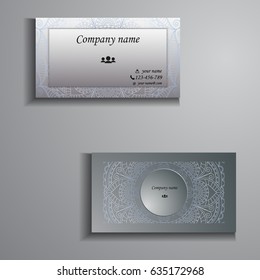 visiting card and business card big set. Floral mandala pattern and ornaments. Oriental design Layout, ottoman motifs. Front page and back page.
