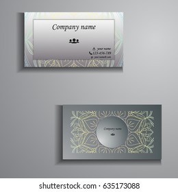 visiting card and business card big set. Floral mandala pattern and ornaments. Oriental design Layout, ottoman motifs. Front page and back page.