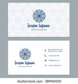 visiting card business card with mandala logo. identity design set with abstract background. ottoman motifs