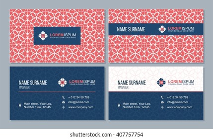 visiting card, business card set with abstract pattern. vector corporate identity template with simple logo