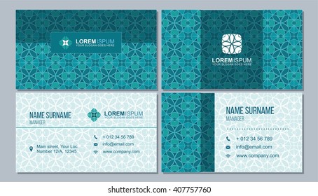 visiting card, business card set with abstract pattern. vector corporate identity template with simple logo