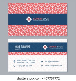 visiting card, business card set with abstract pattern. vector corporate identity template with simple logo
