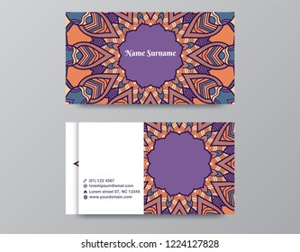 Visiting card and business card set with mandala logo