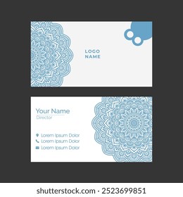 Visiting card and business card set with mandala design element logo. Abstract oriental design Layout. Front page and back page.