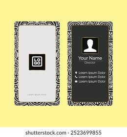 Visiting card and business card set with mandala design element logo. Abstract oriental design Layout. Front page and back page.