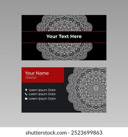 Visiting card and business card set with mandala design element logo. Abstract oriental design Layout. Front page and back page.