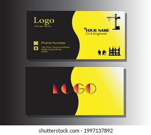 Visiting card of Civil and Industrial Engineering and Construction worker Engineer technician and labor   