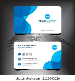 Visiting card design template vector. Blue and white colors. editable business card template