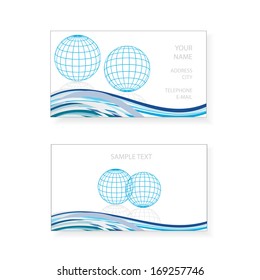 visiting card design with world globes and place for your text