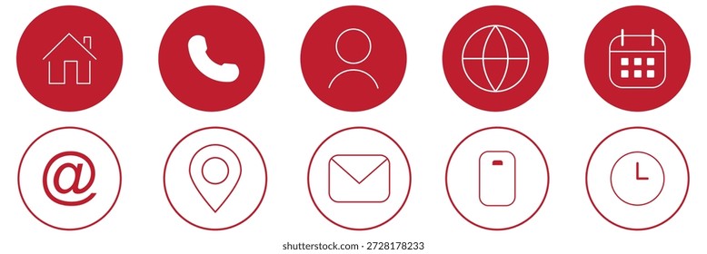 Conjunto de iconos de tarjeta de visita. Conjunto de iconos de contacto para el Web y el Sitio web. Teléfono, llamada, ubicación, globo, uso para el Web y el Sitio web.