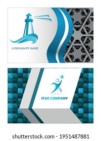 visiting card set - with lighthouse and man with a star