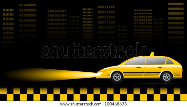 Visiting\
card with taxi car on urban\
landscape