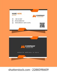 Diseño de plantillas de tarjetas de visita para uso profesional en color naranja, blanco y negro