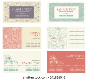 Visiting card. Vector banners with inscriptions  at retro ornate style 